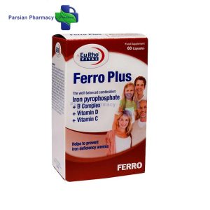 خانه 32 کپسول آهن یوروویتال مدل Ferro Plus بسته 60 عددی